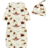 Picnic Organic Cotton Newborn Gown & Hat Set