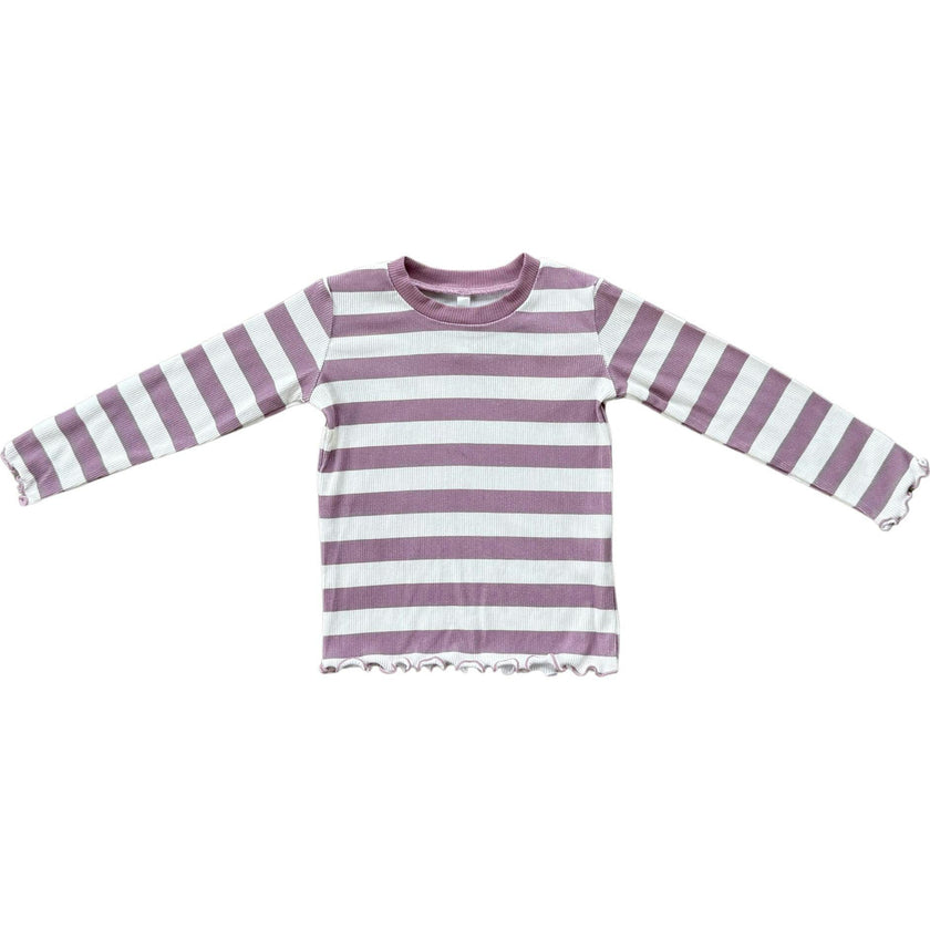 Lettuce Hem Tee Misty Rose Stripe