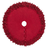 Hand Felted Wool Overlapping Flowers Border Maroon Christmas Tree Skirt 64"/72"
