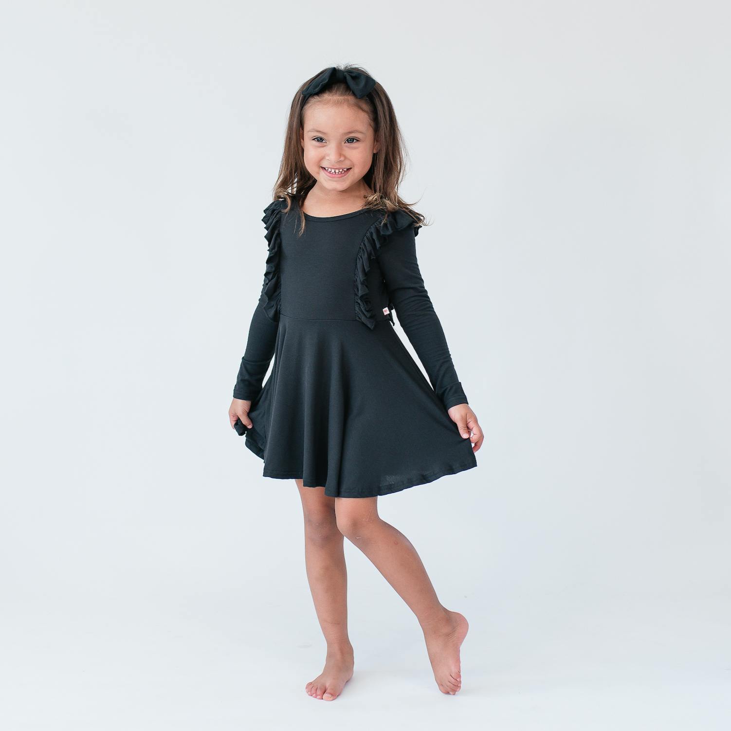 Long Sleeve Ruffle Twirl Dress