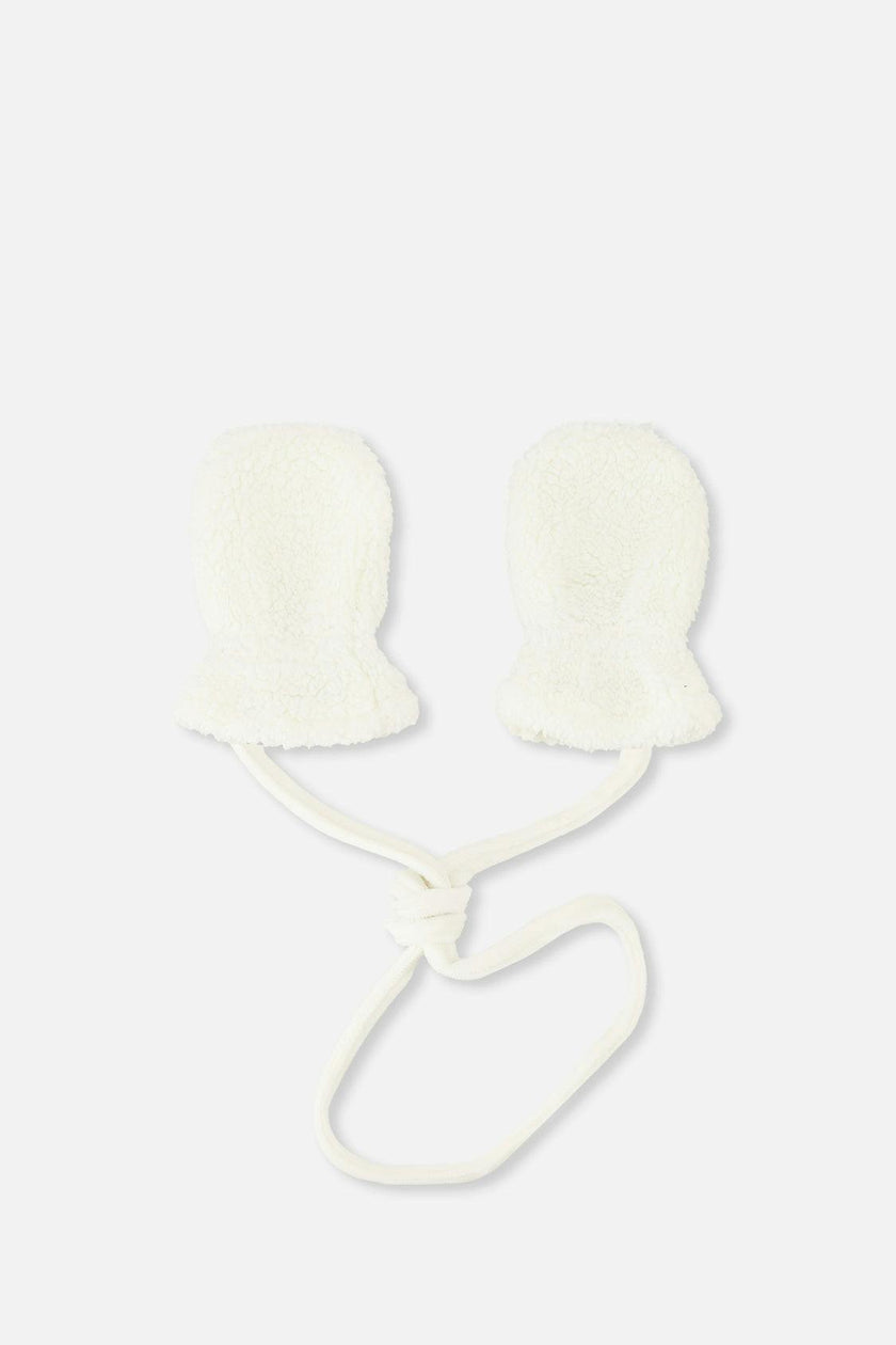 Infant Sherpa Mittens With String Off-White