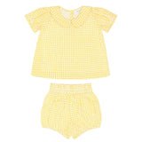 baby girls soleil gingham puff sleeve top and bloomer set