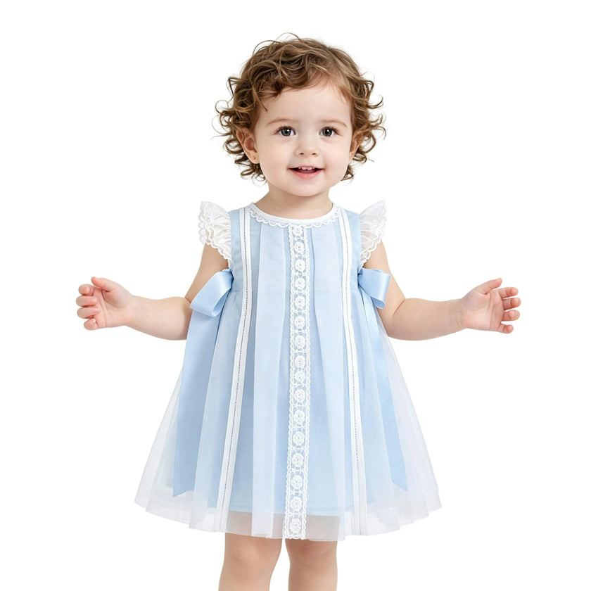 Light Blue Romilly Satin Bow Dress