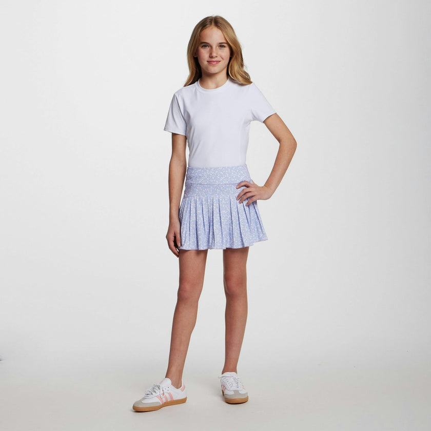Tween Girls Printed Pleated Skort | Purple Floral