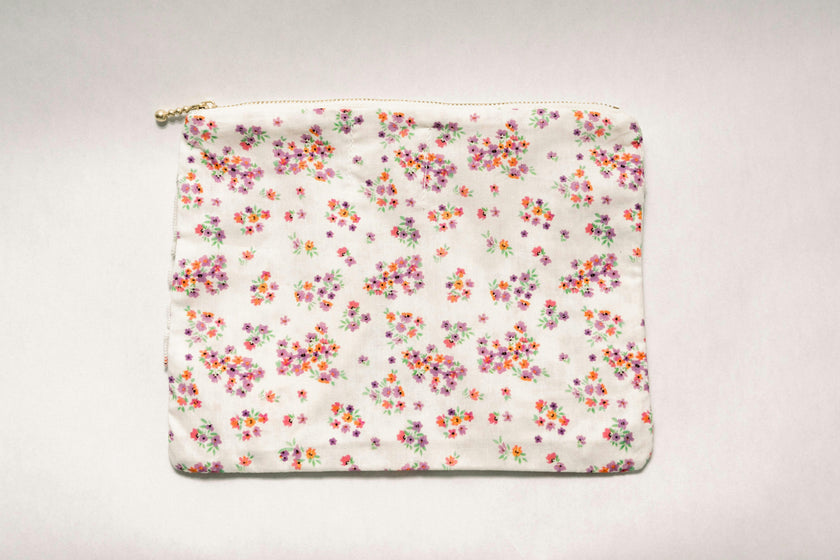 Lavender Marmalade Timeless Floral Ruffle Zipper Pouch