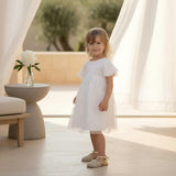 Flora Baby Dress, Gold Flower Embroidery