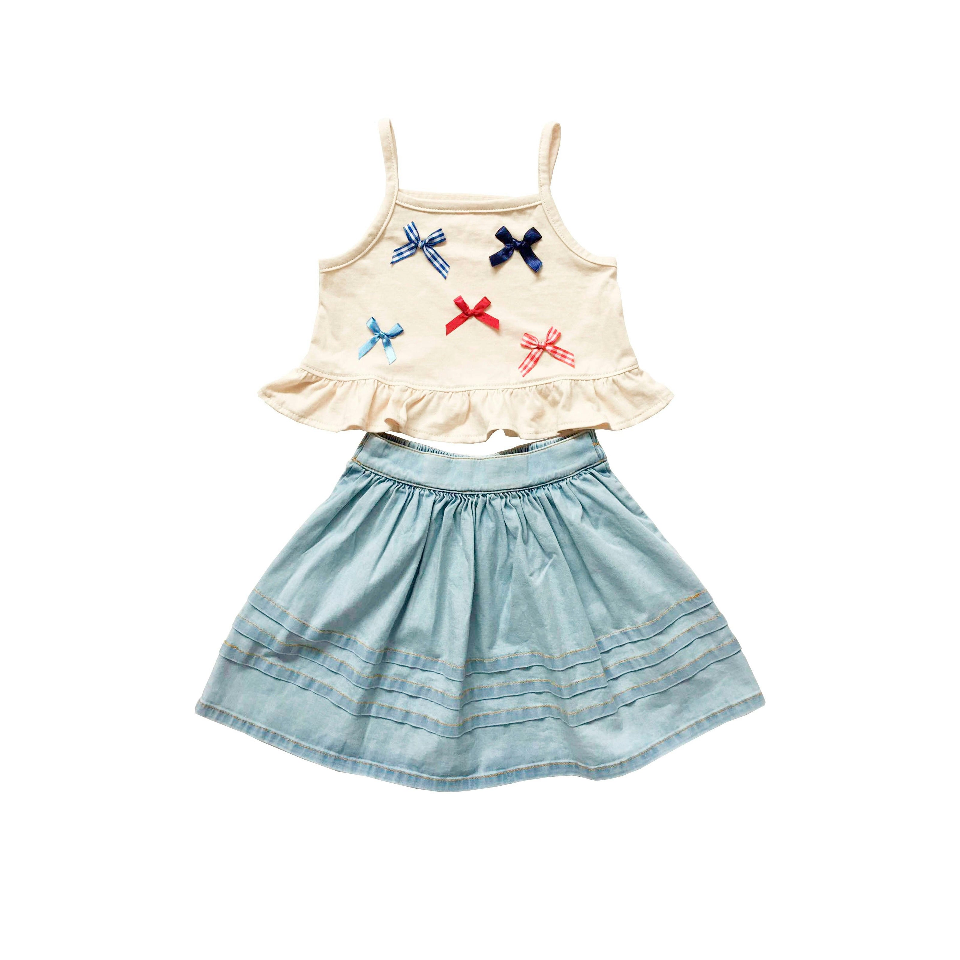 Ruffle Skirt Set in Denim