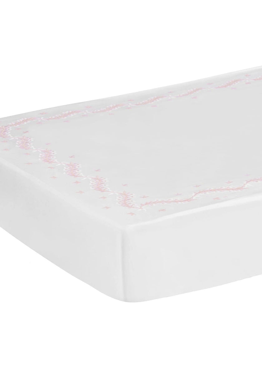 Embroidered Crib Sheet - Blush