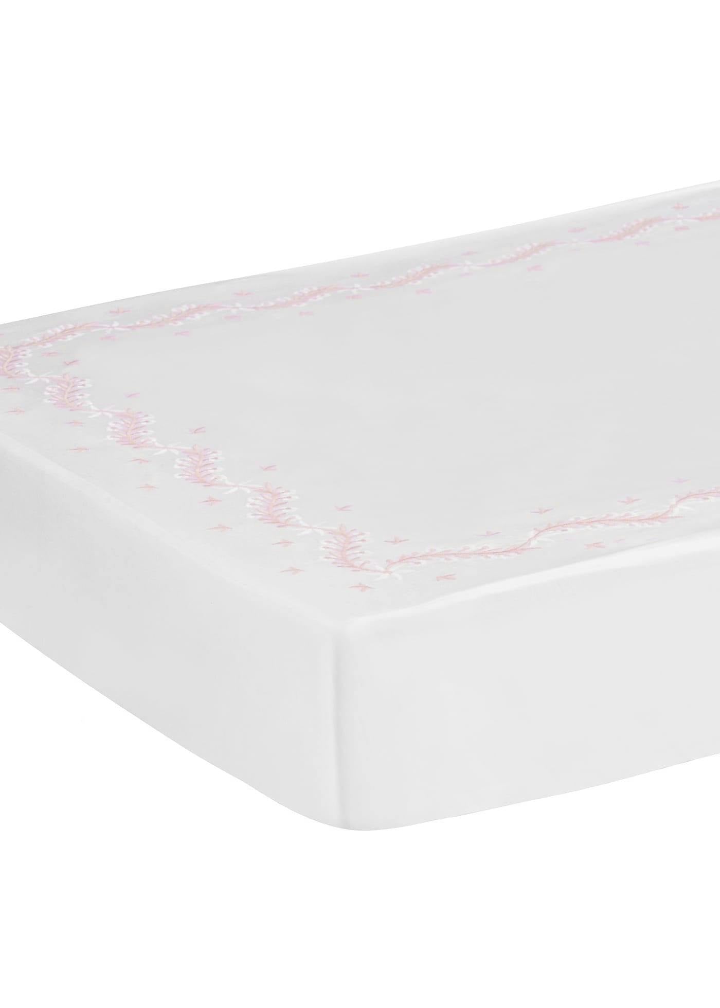 Embroidered Crib Sheet - Blush