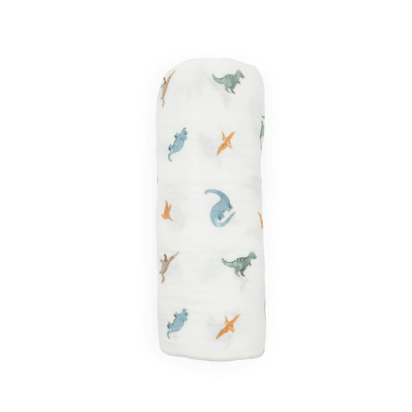 Organic Cotton Muslin Swaddle Blanket - Little Dino