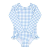Girls Oasis Blue Gingham Rashguard One Piece