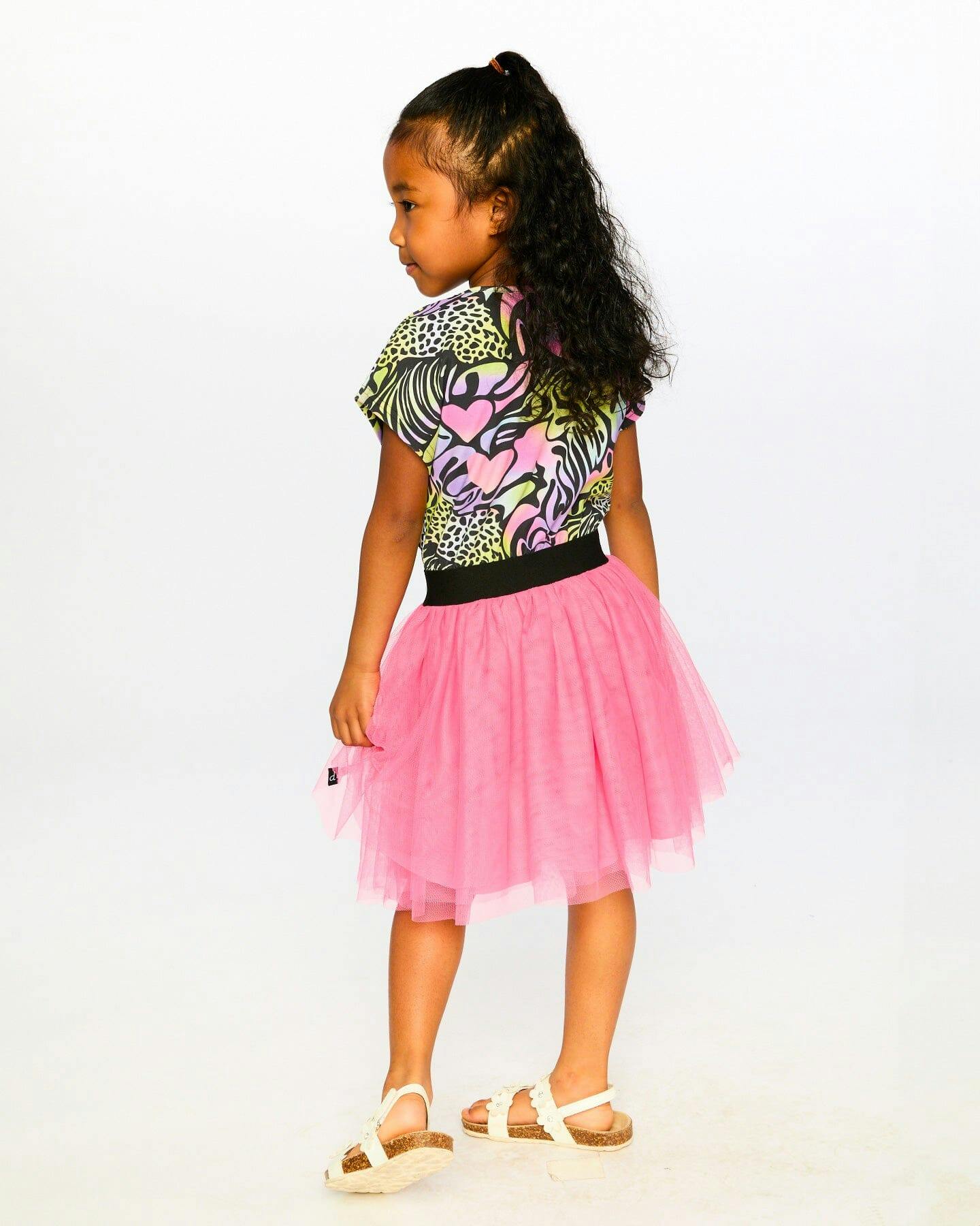 Bi-Material Dress Black Printed Multicolor