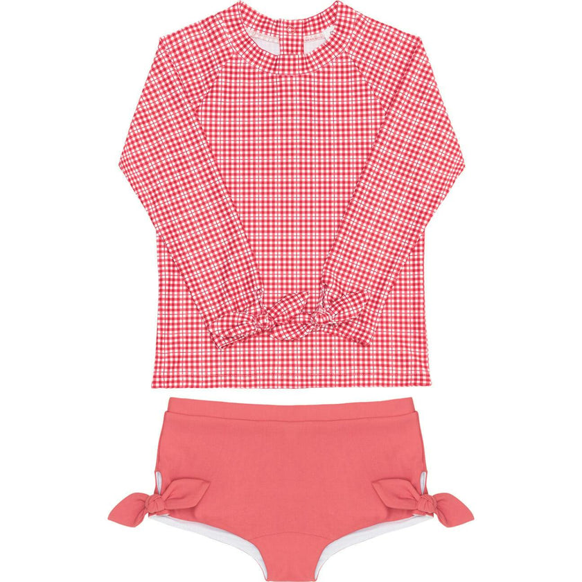 Girls Poppy Gingham Tie-Knot Rashguard Set