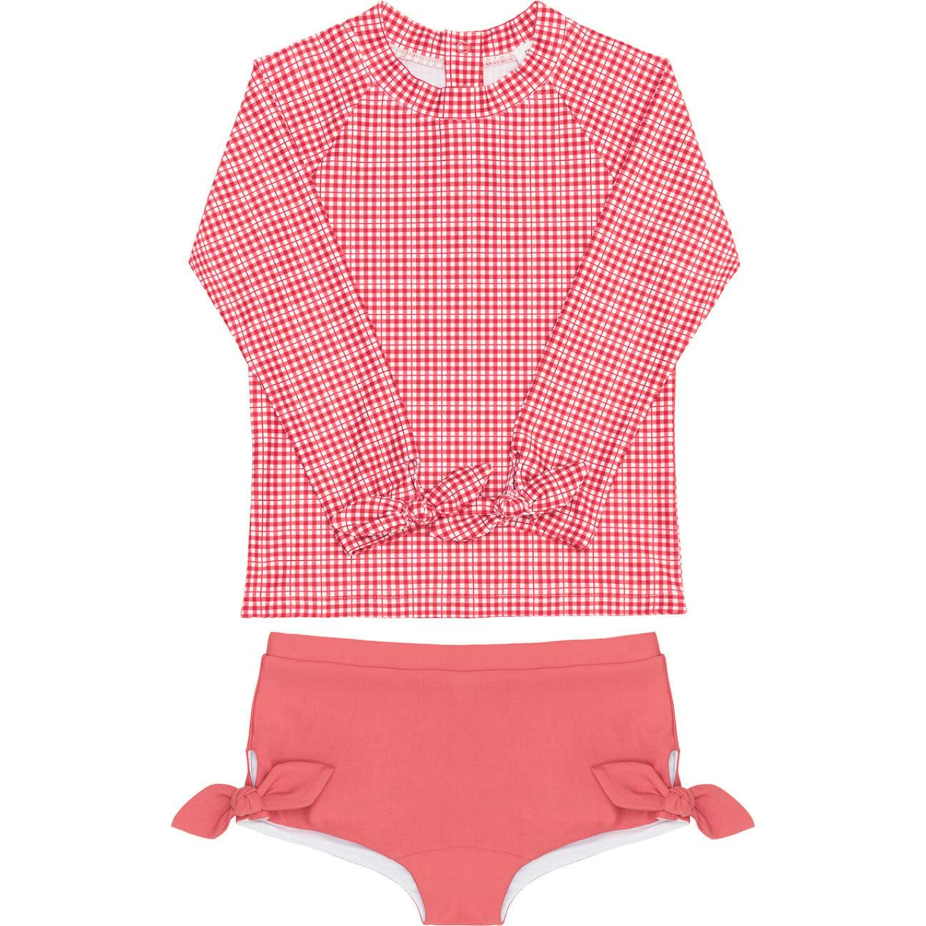 Girls Poppy Gingham Tie-Knot Rashguard Set