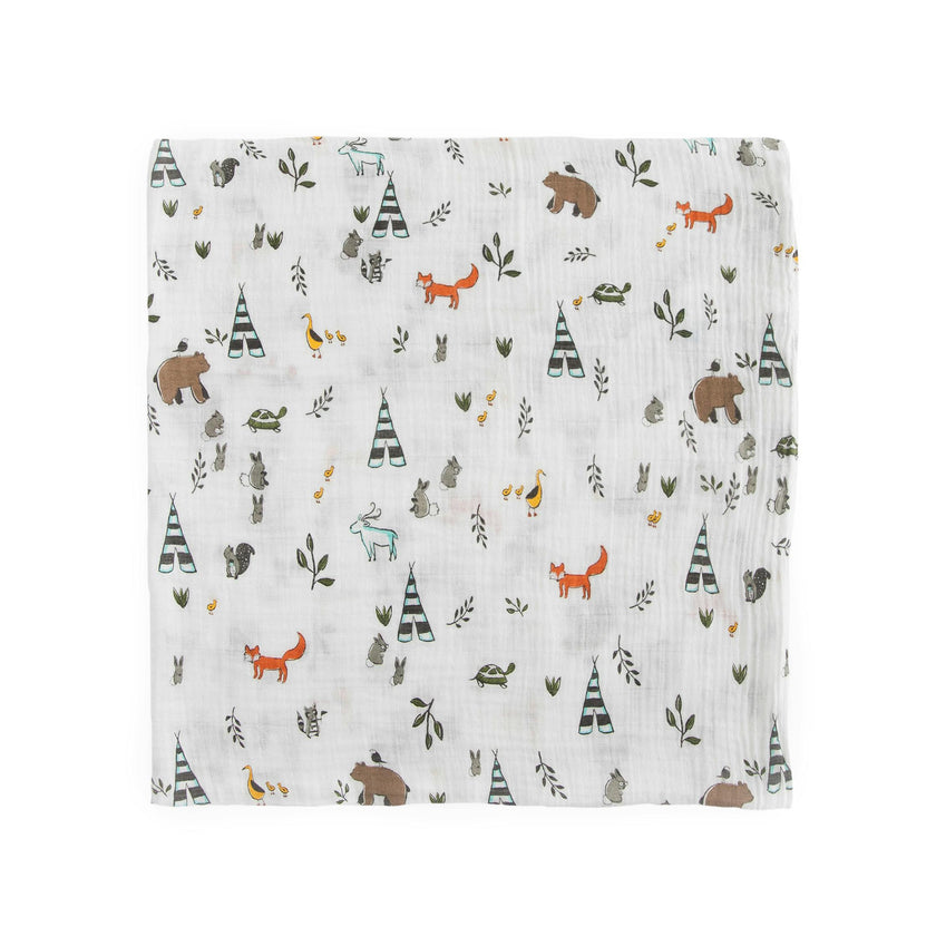Cotton Muslin Swaddle Blanket 3 Pack - Forest Friends 2
