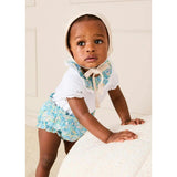 Leontyne Floral Ruffle Collar Lace Detail Bodysuit in Blue Made with Liberty Fabric (1mth-3yrs)