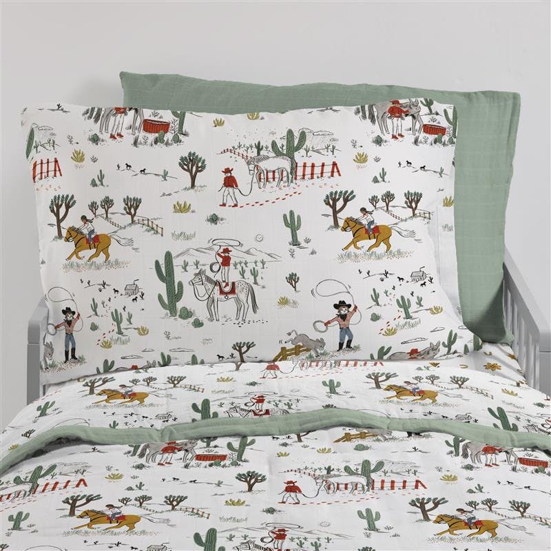 Cotton Muslin Pillowcase 2 Pack - Cowpoke