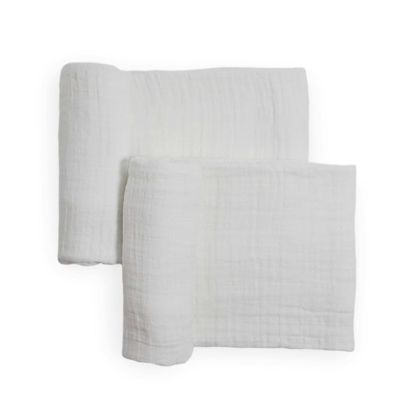 Organic Cotton Muslin Swaddle Blanket 2 Pack - White