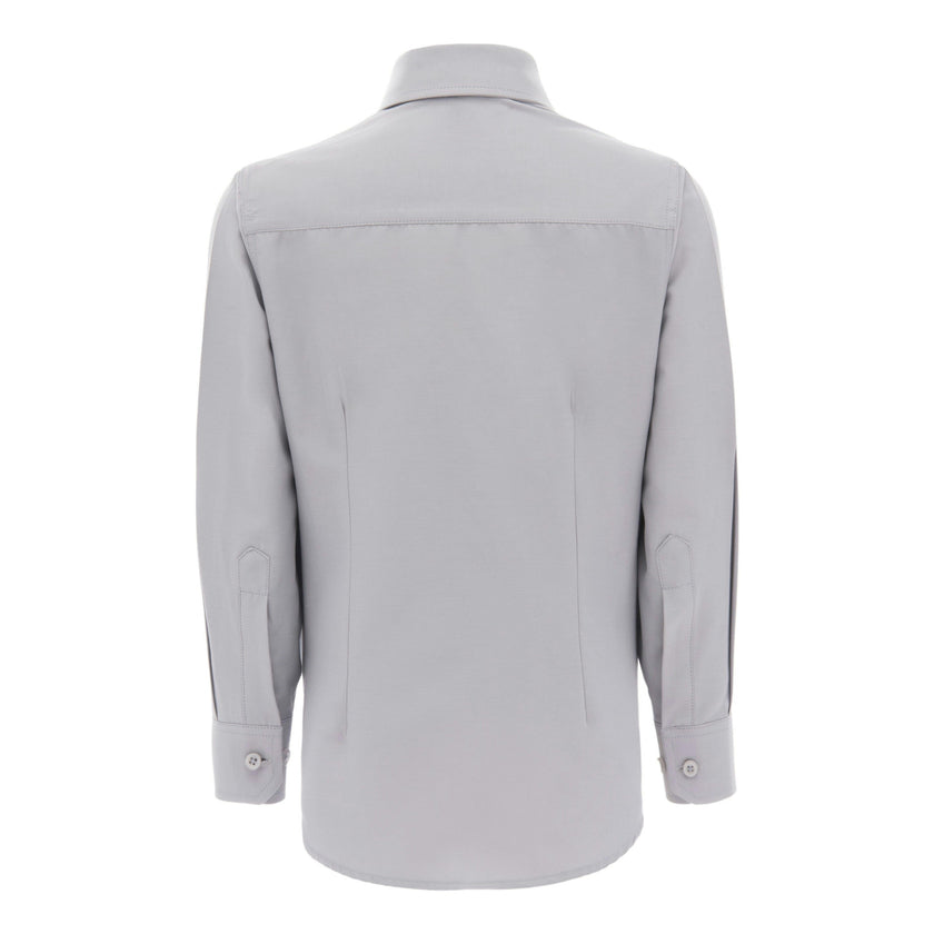 Gray Structured Button-Up Shirt