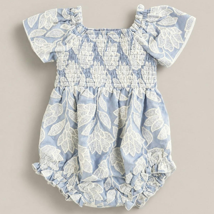 Baby Ophelia Romper in Mosaic Embroidery
