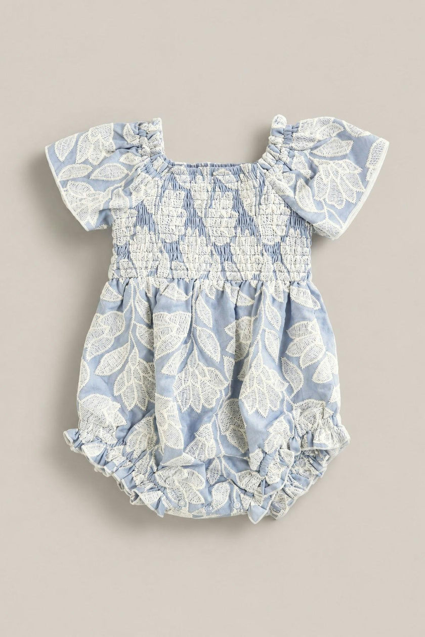 Baby Ophelia Romper in Mosaic Embroidery