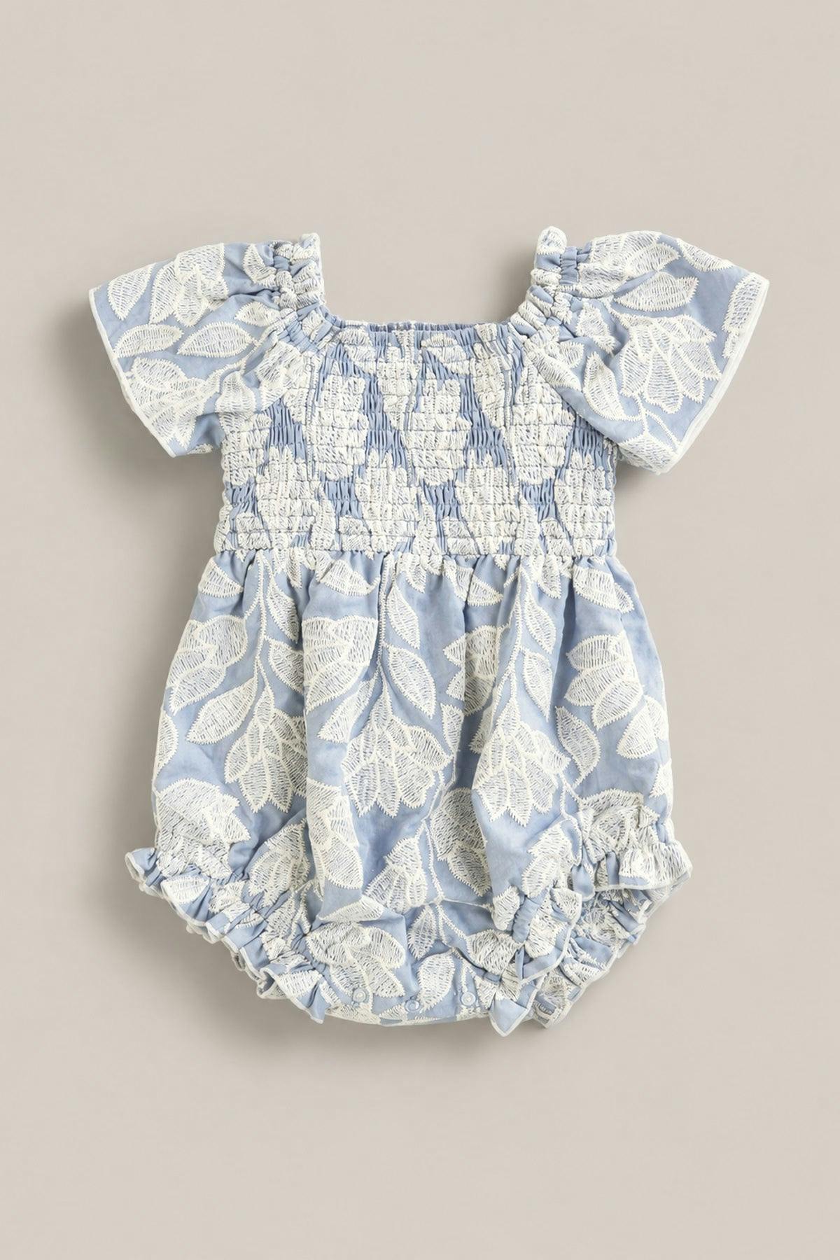 Baby Ophelia Romper in Mosaic Embroidery