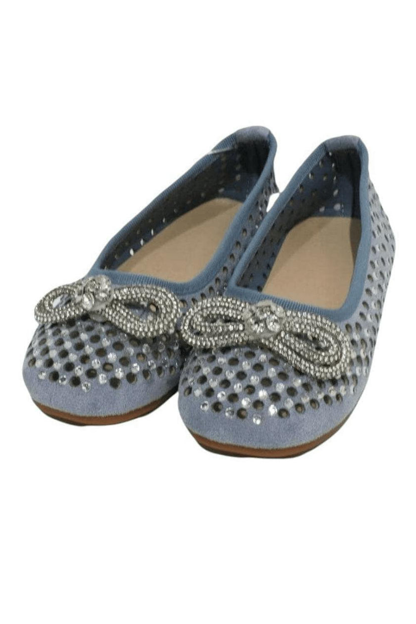 Blue Sparkle Bow Ballet Flat