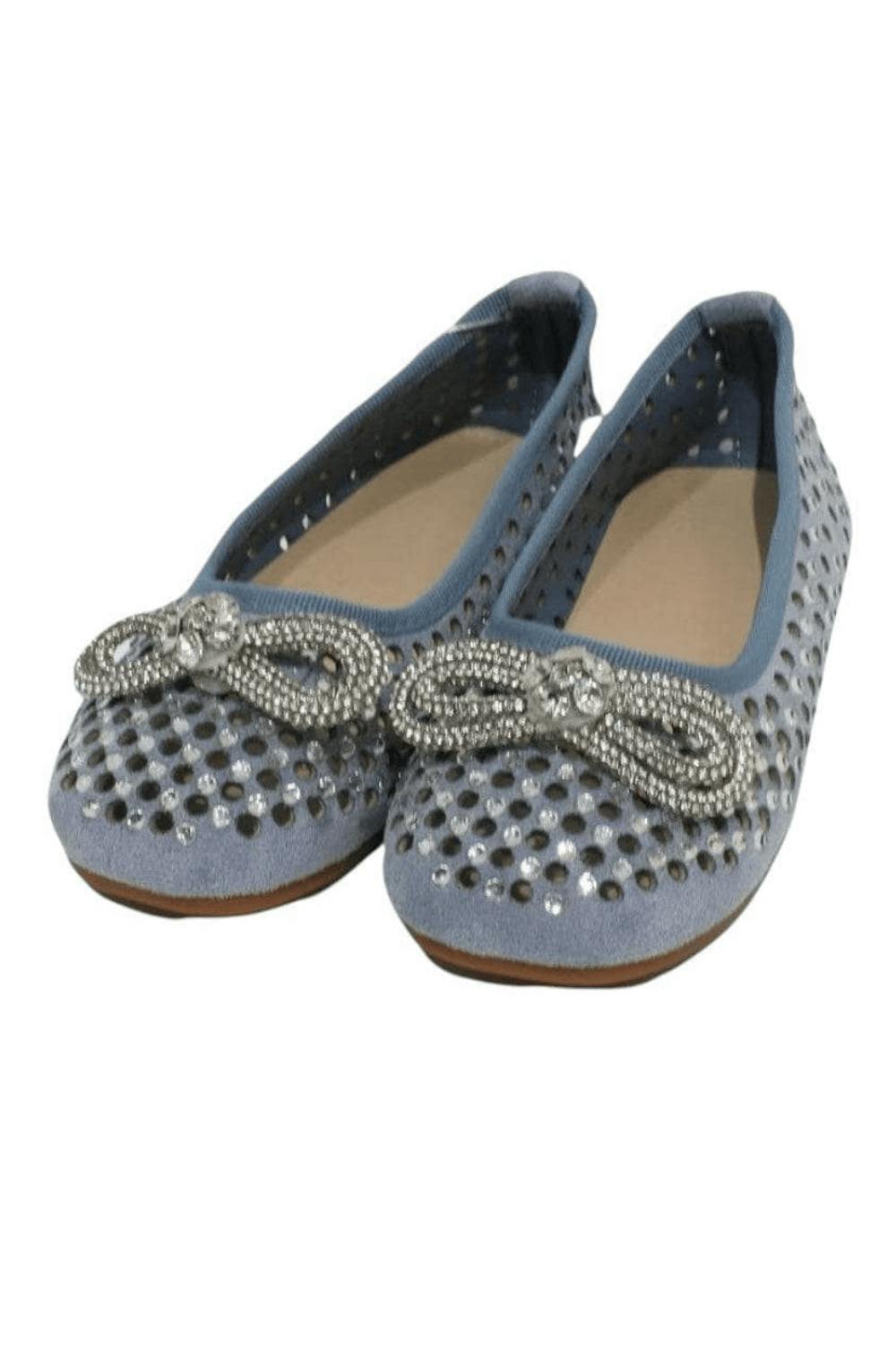 Blue Sparkle Bow Ballet Flat