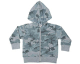 Kids Camo Zip Hoodie - Grey Camo