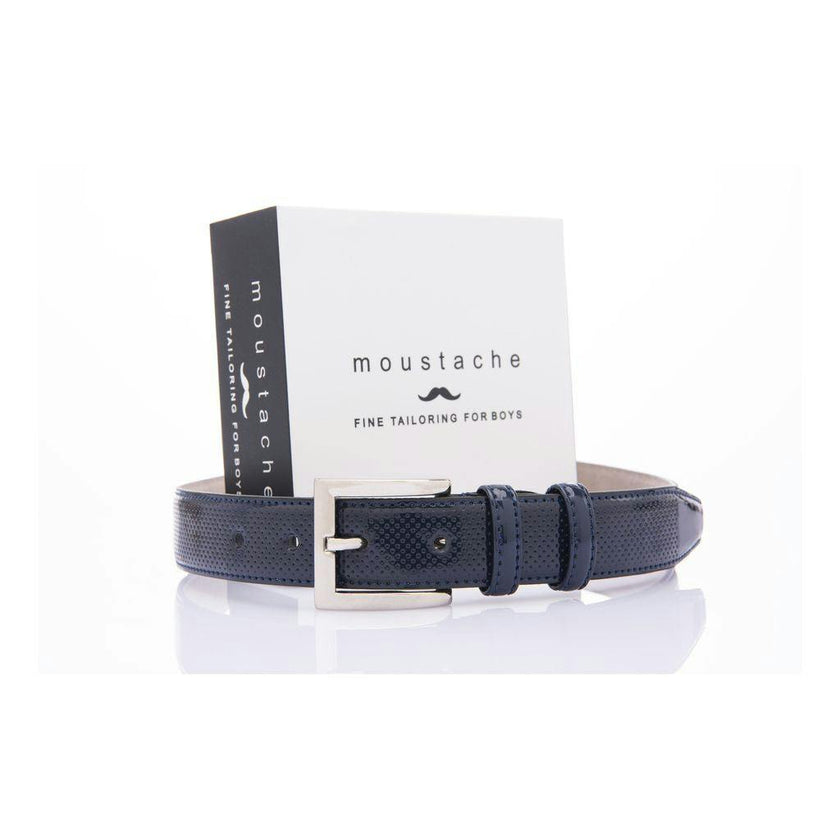 Navy Dotted Leather Belt