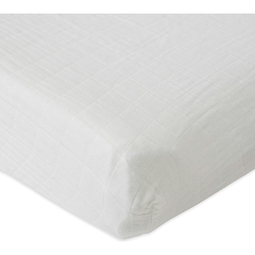 Cotton Muslin Changing Pad Cover - White