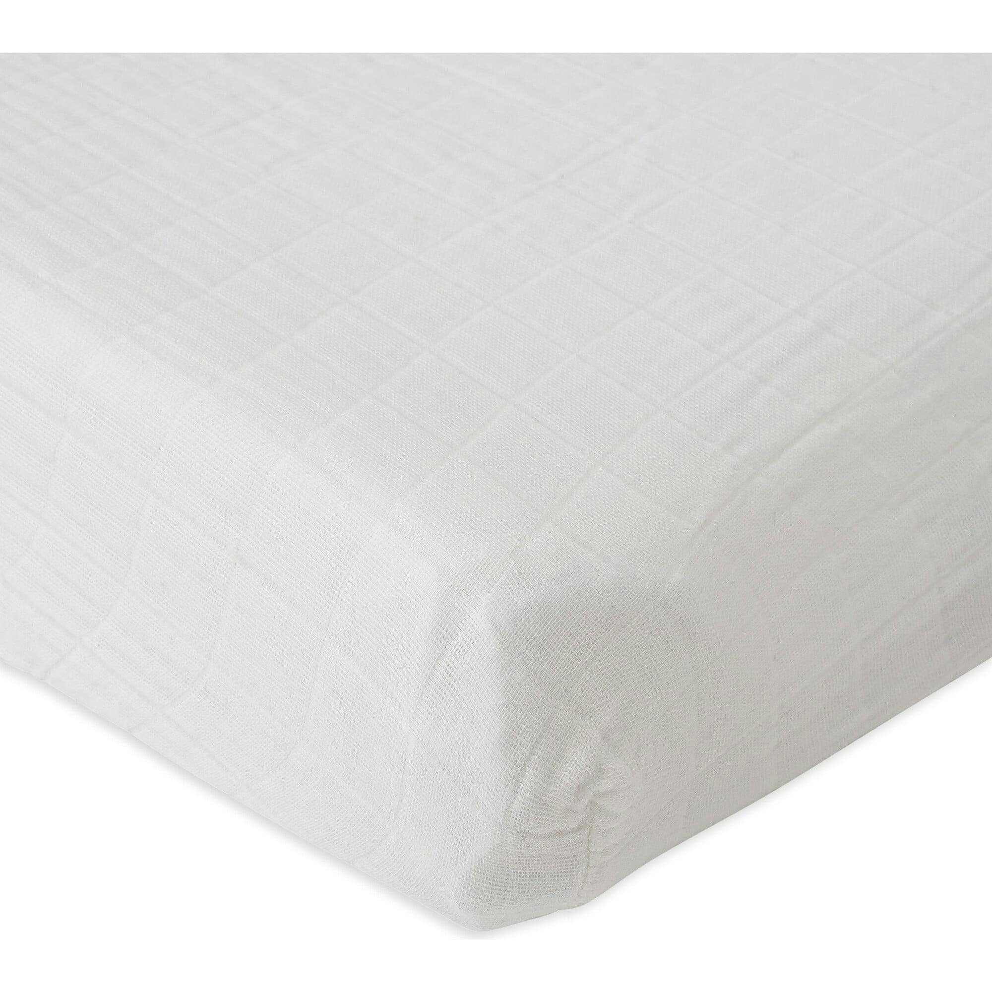 Cotton Muslin Changing Pad Cover - White