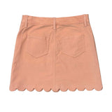 Girls Scallop Hem Corduroy Skirt in Rose Cloud