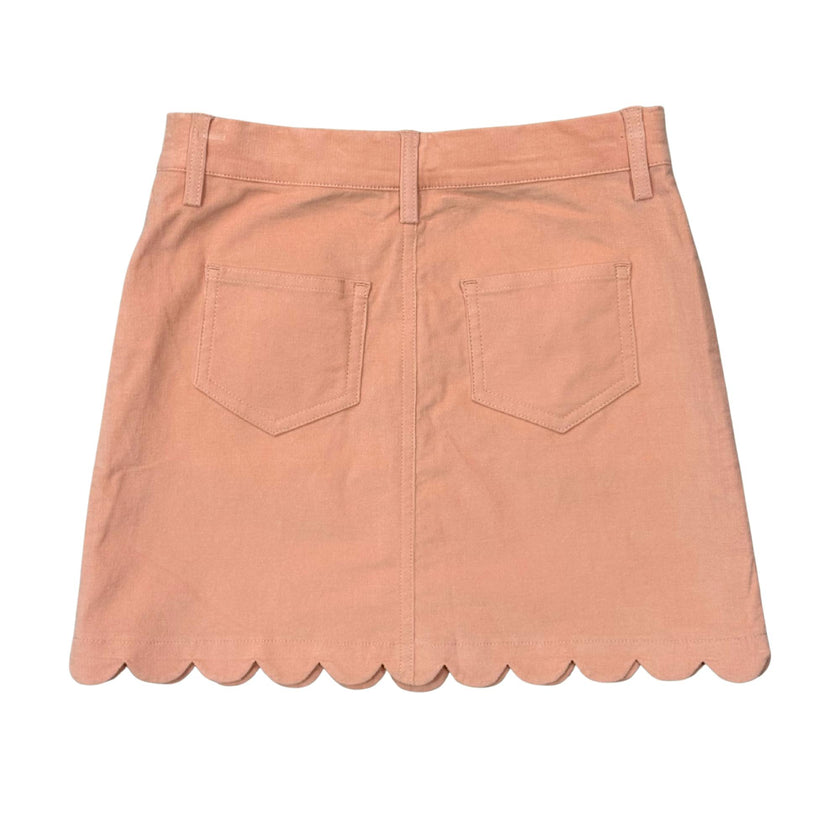 Girls Scallop Hem Corduroy Skirt in Rose Cloud