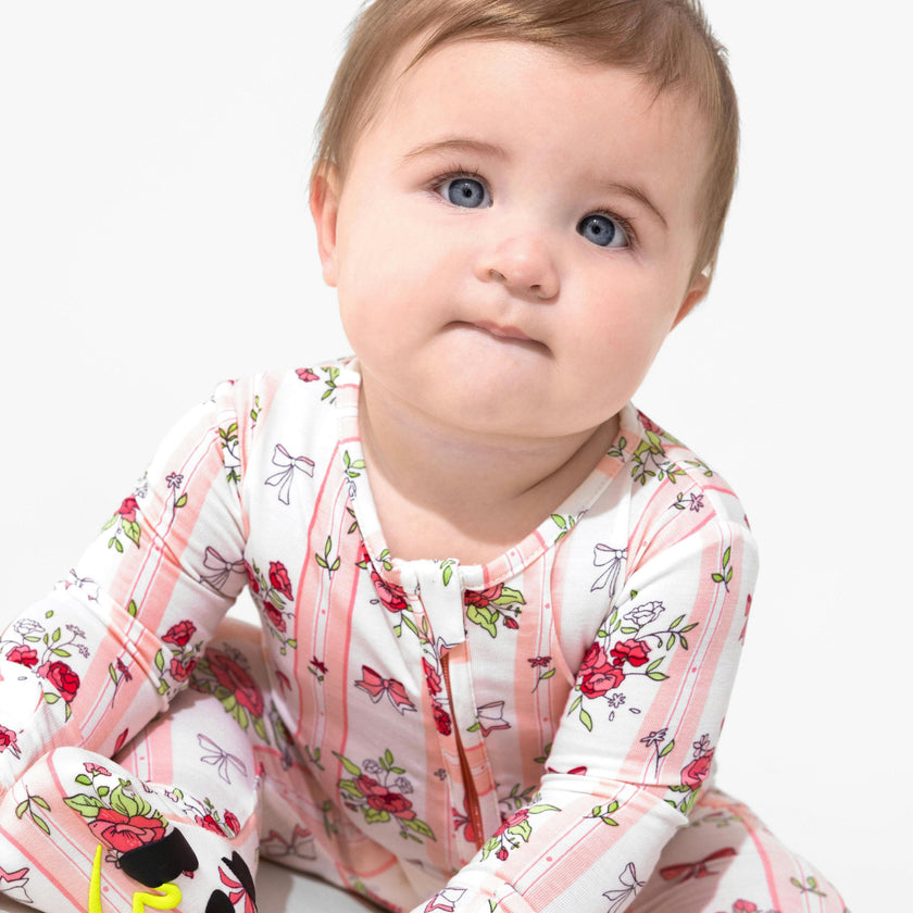 Floral Stripes Bamboo Convertible Footie