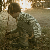 Organic Tee & Foldover Pants Set - Olive Stripes