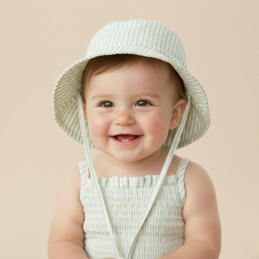 Organic Bucket Sun Hat - Basil Stripes