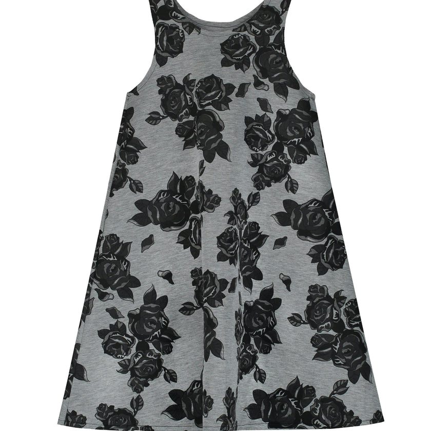 Black Flower Neoprene Apron Dress