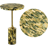 Hedda 23.5" Contemporary Glam Metal/Resin Faux Stone Round End Table
