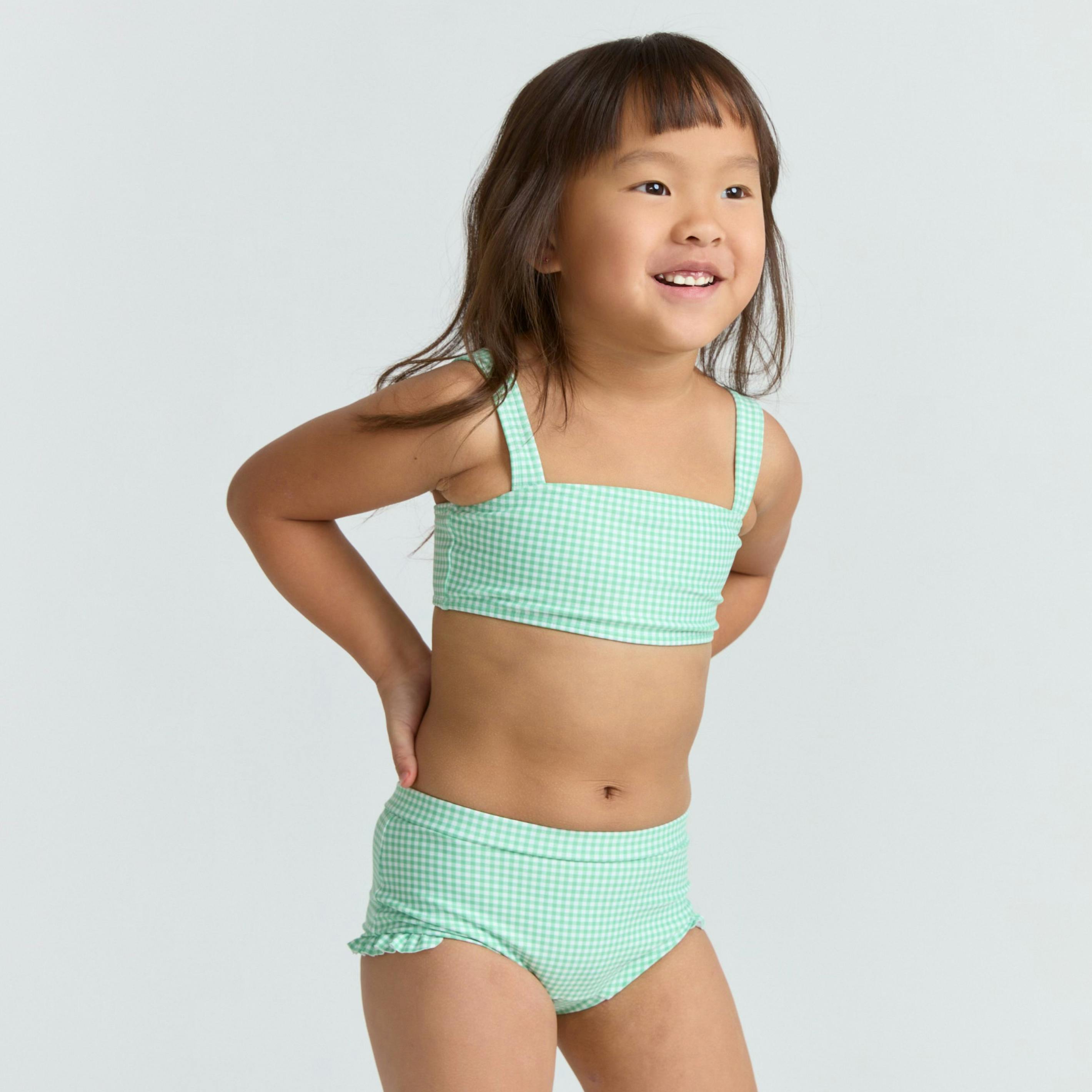 girls gustavia gingham bandeau bikini and swim shorts