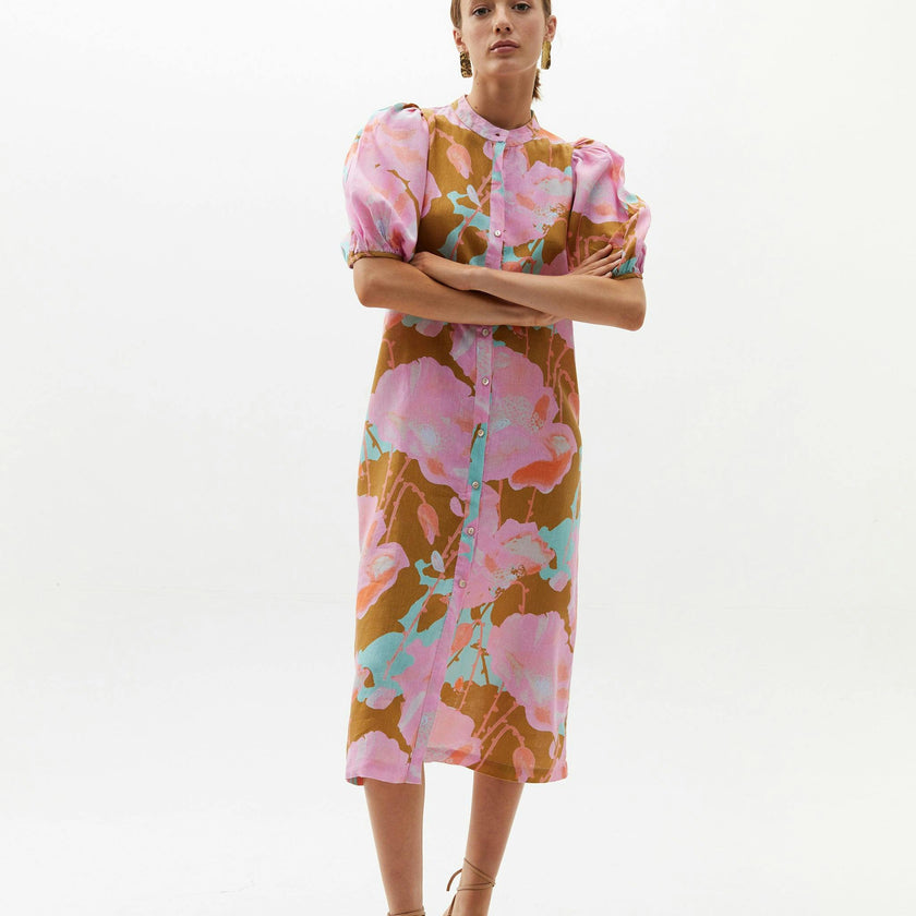Bubble Linen Dress - Aquarela