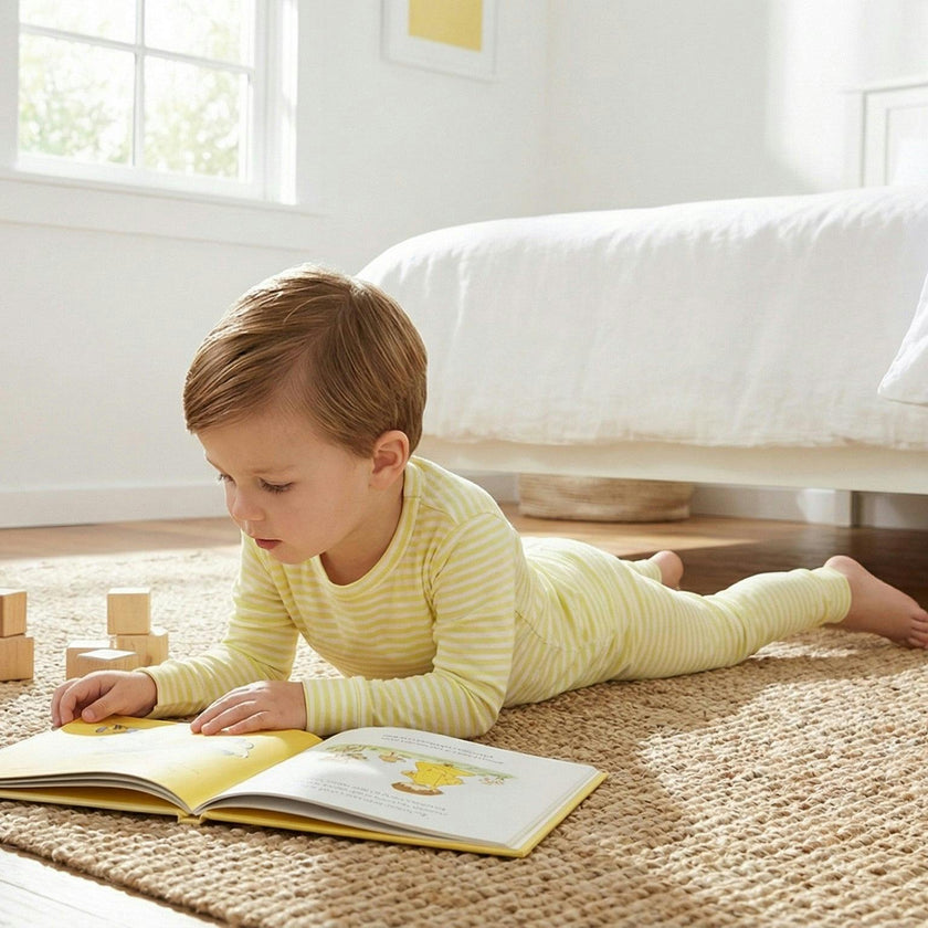 Lemon Stripe Long Sleeve & Pants Kids Pajamas