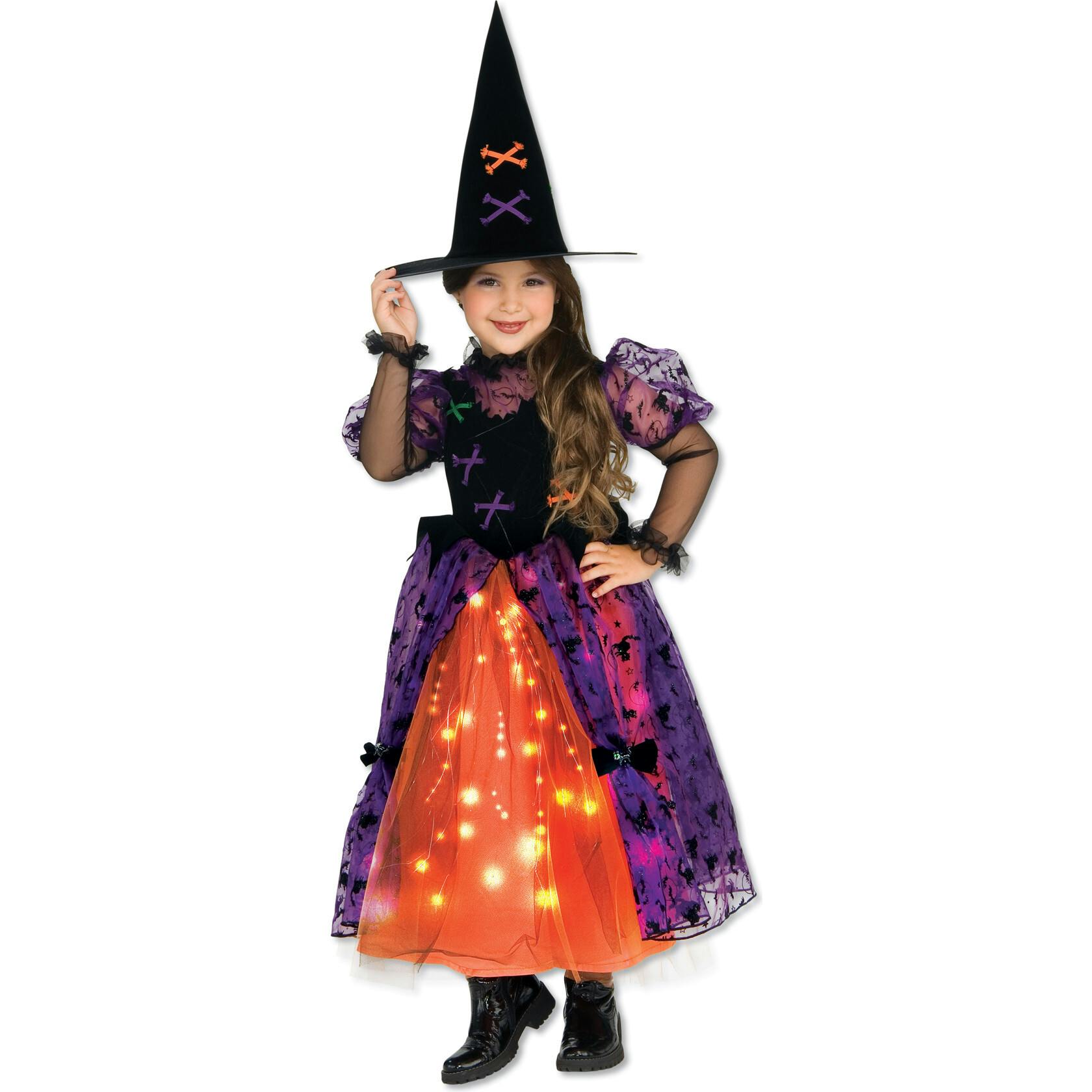 Girls' Light-Up Purple and Orange Pretty Witch Costume