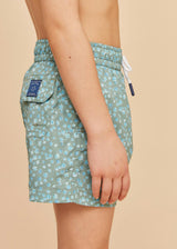 Khaki Flowers Boys' Swim Shorts