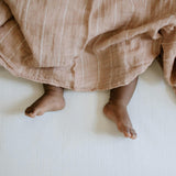 Cotton Muslin Swaddle Blanket - Mauve Stripe