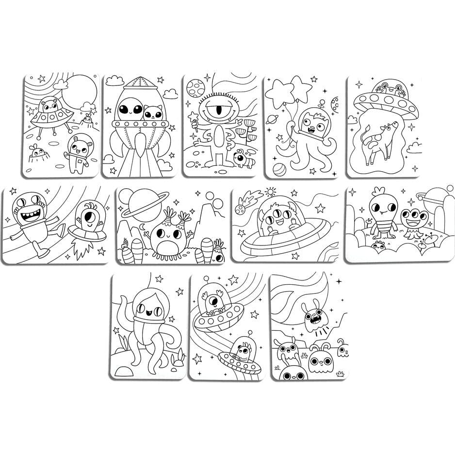 Undercover Art Hidden Pattern Coloring Activity Art Cards - Monster Aliens