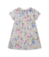 Emma Girl Dress Tweed, Green Pink Flower