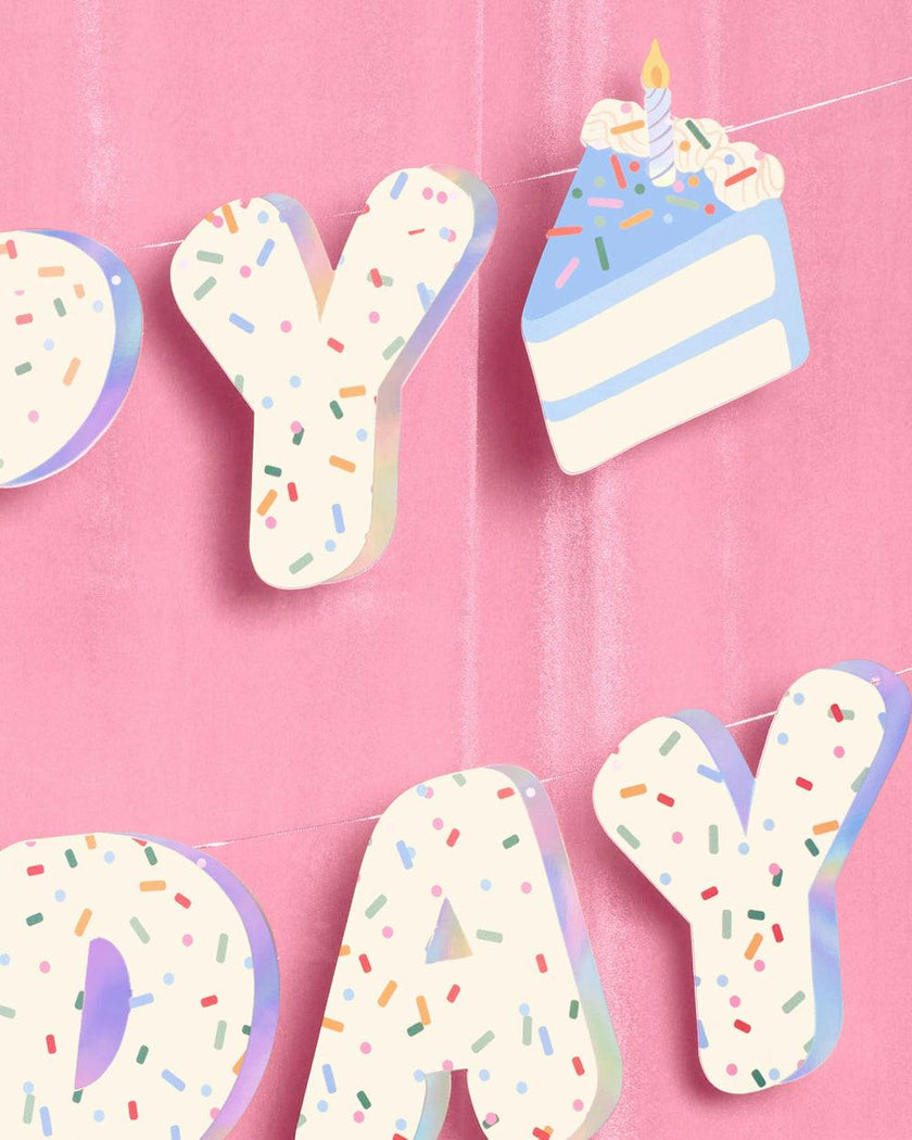 Bday Cake Banner - iridescent foil banner