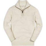Organic Long Sleeve Half Zip Cable Pullover Sweater, White