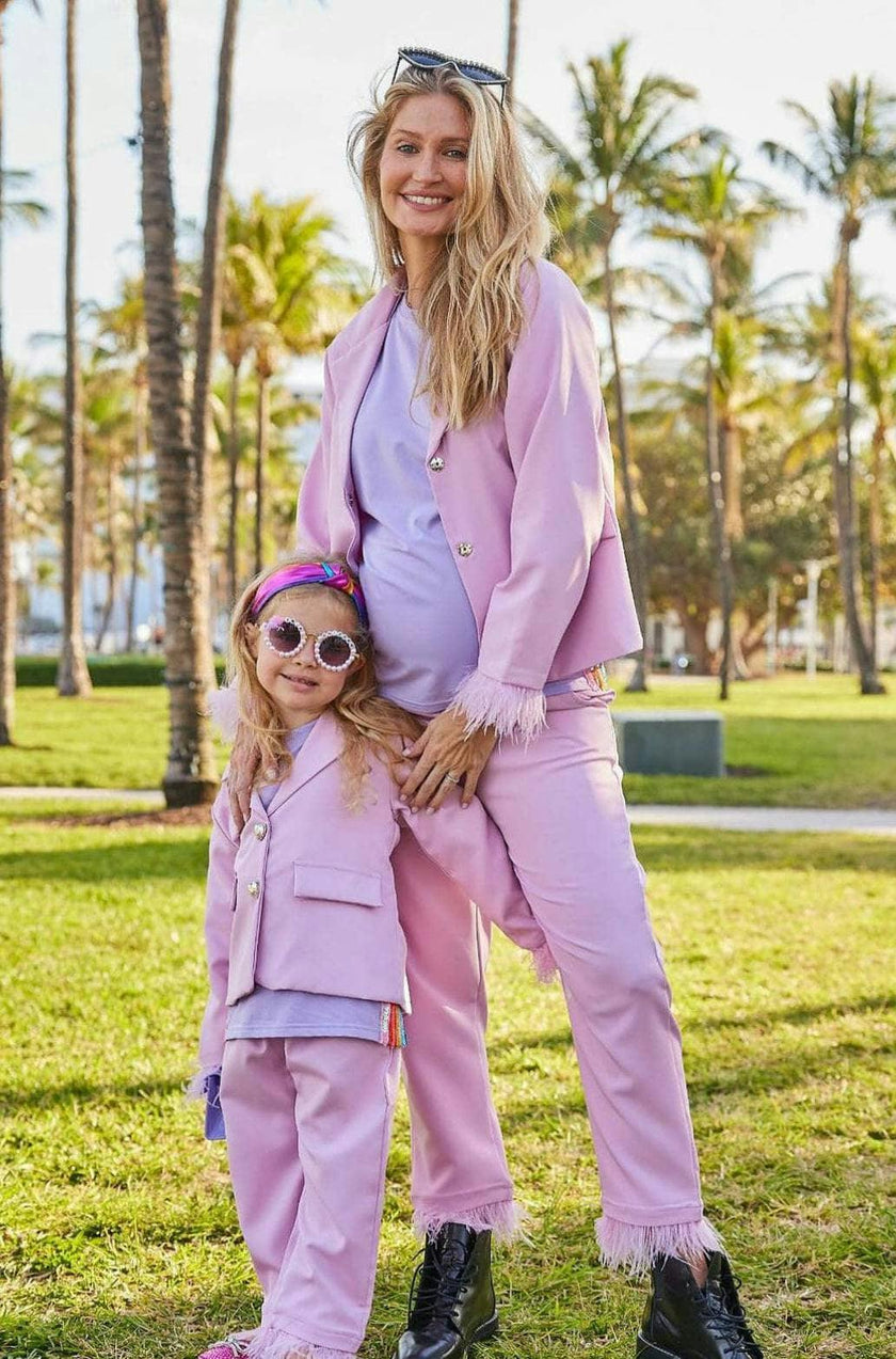 Women’s Feather Trims Suit Lavender